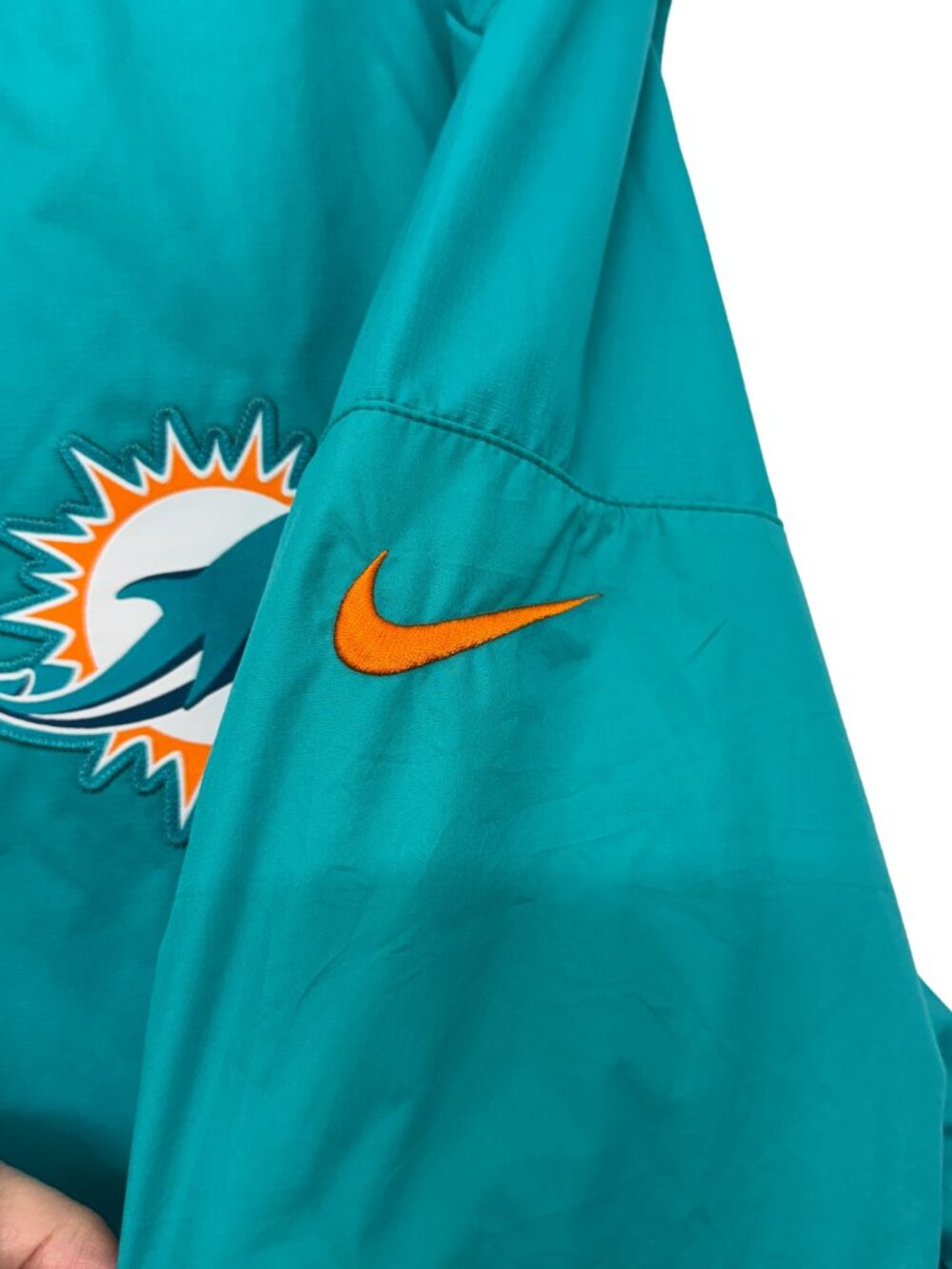 MIAMI DOLPHINS NIKE NFL 3/4 ZIP LONG SLEEVE WINDBREAKER W/ POCKETS MEN'S SIZE L - Picture 7 of 9